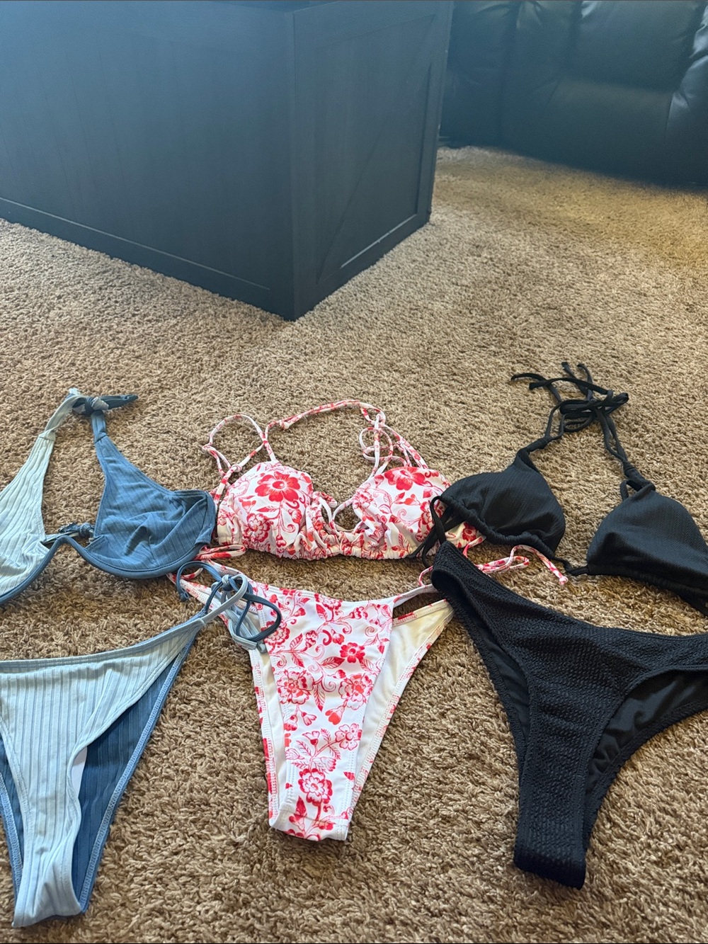 Reversible Blue Ribbed Tie-Side Bikini Set - Picture 7 of 7